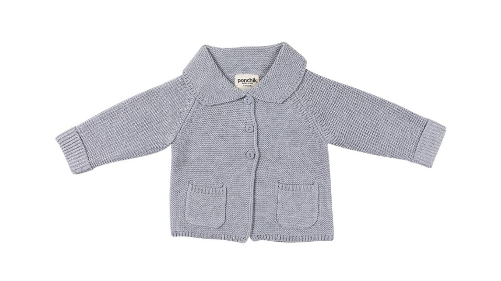 Ponchik Fog Round Collar Cotton Knit Baby Cardigan - 0-3 months