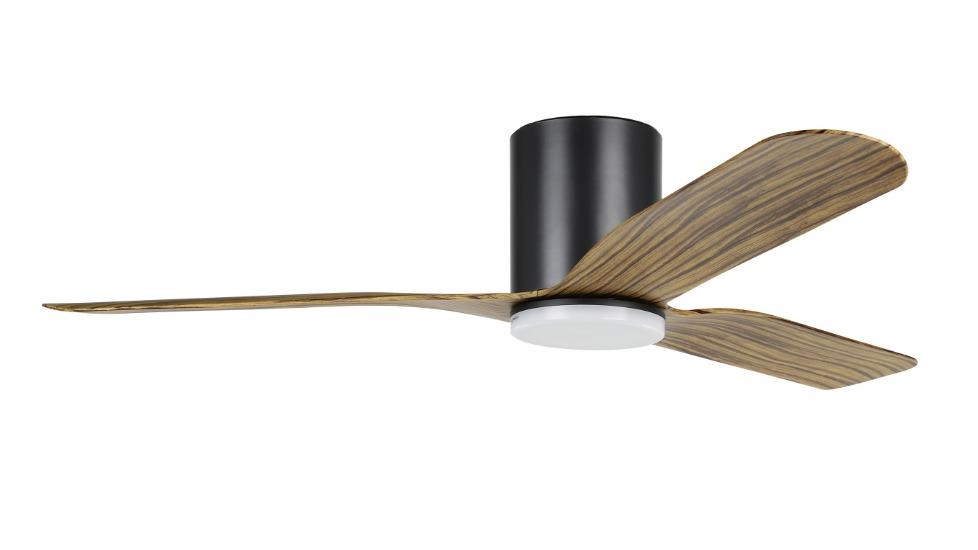 Eglo Iluka Tri-Colour 52 DC 18W LED Fan - Black/Wood Hugger