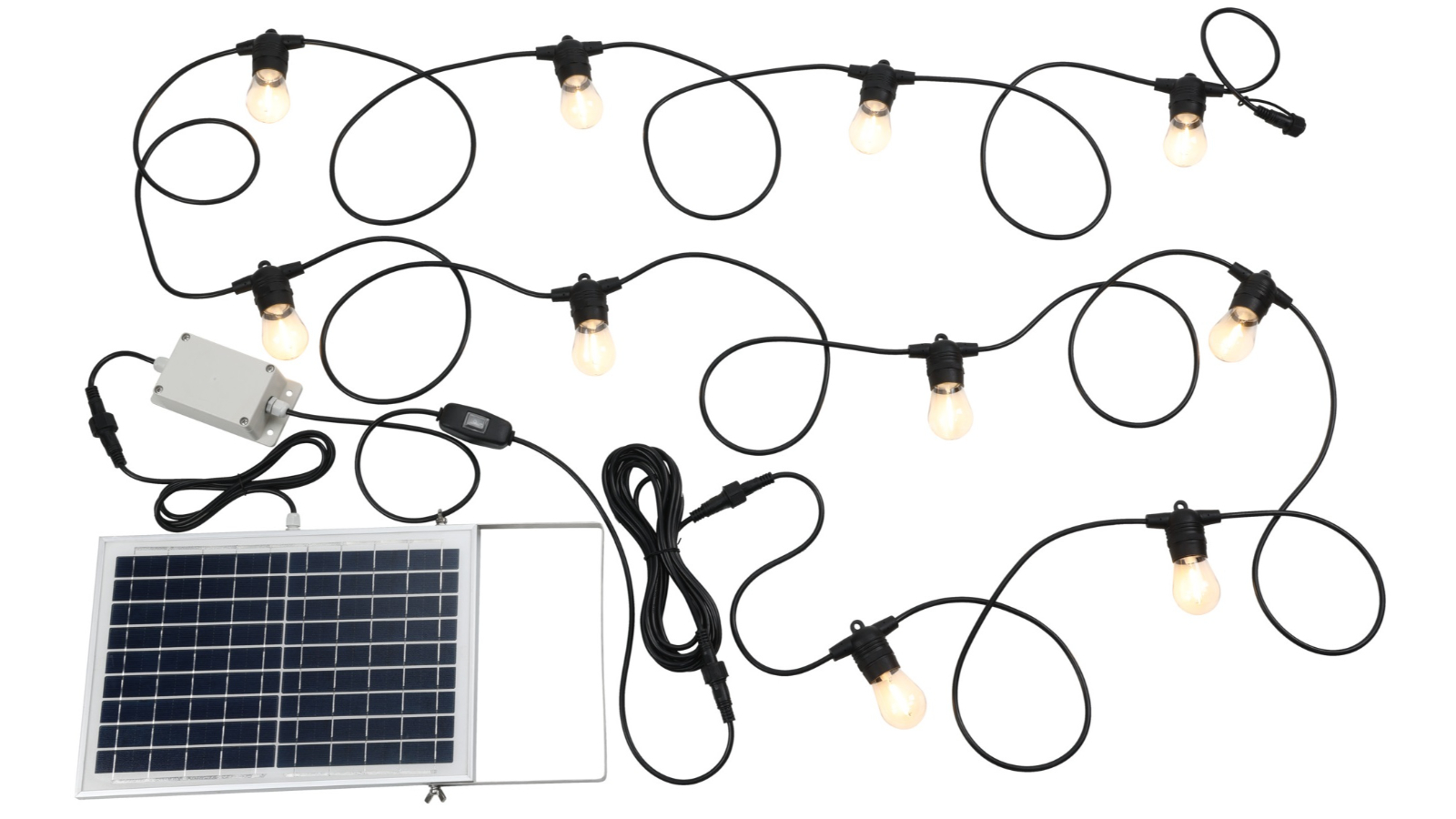 Eglo 10 Piece E27 Festoon Solar Light Kit - Black