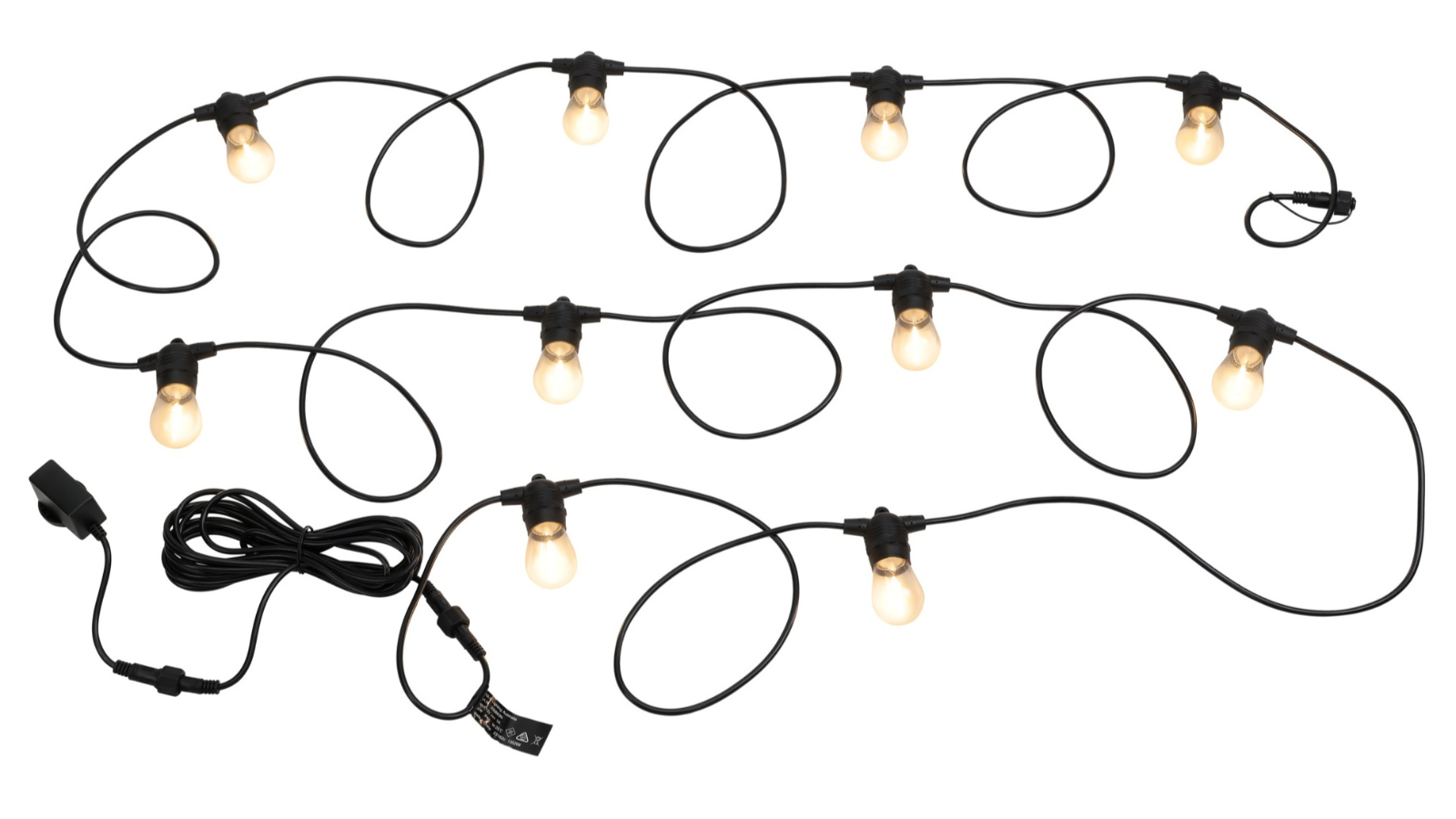 Eglo 10 Piece E27 Festoon String Light Kit - Black