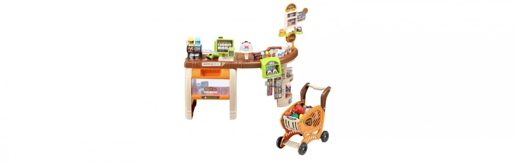 Accessories Kids Pretend Role Play Shop Grocery Supermarket Toy Set with Trolley - 65 Pieces