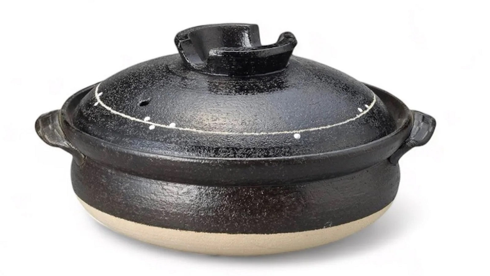 Wistos Kokuyu Line Japanese Donabe Black Clay Pot - 21.5cm