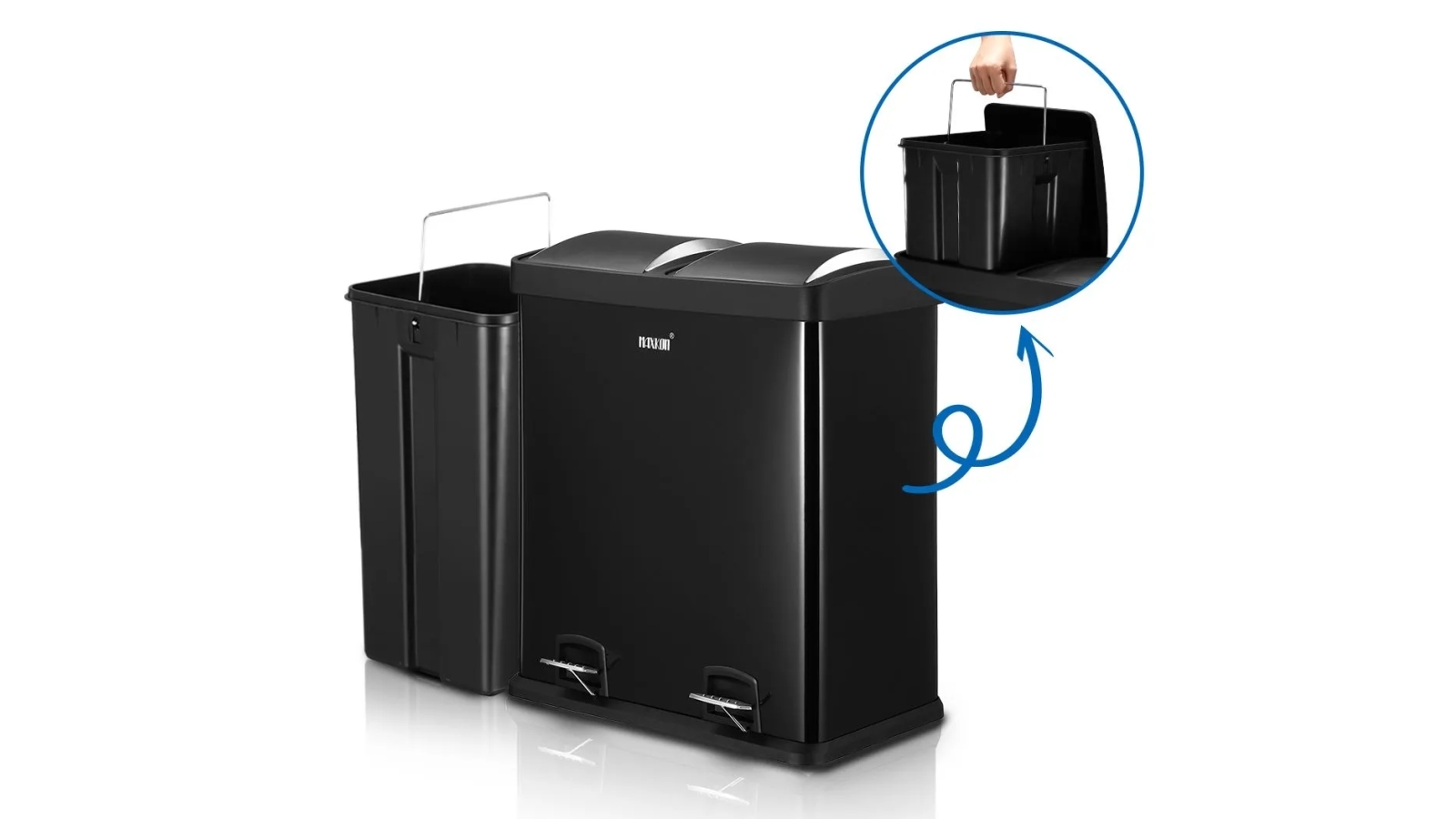 新品【DULTON】2 COMPARTMENT BIN 60 60L Black Kitchen Bin – Dual