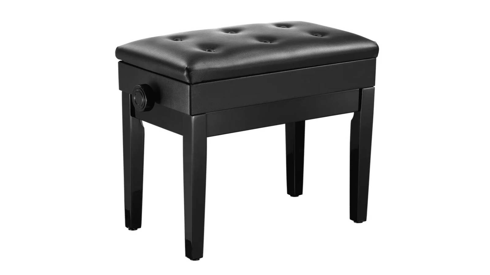 Melodic Adjustable Wood Piano Bench with Built-in Storage - Black