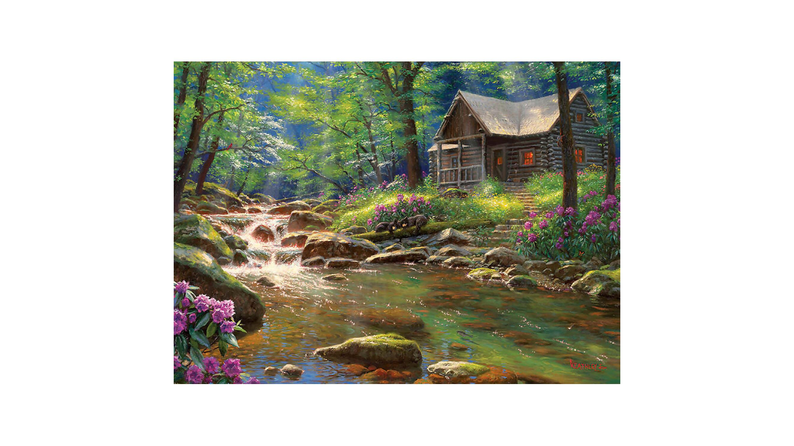 Cobble Hill 1000 Piece Puzzle - Fishing Cabin Landscape (Includes Poster), 27" X 19" - View #3