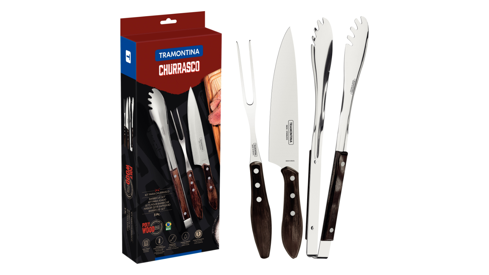 Tramontina 3 Piece Polywood Barbeque Set