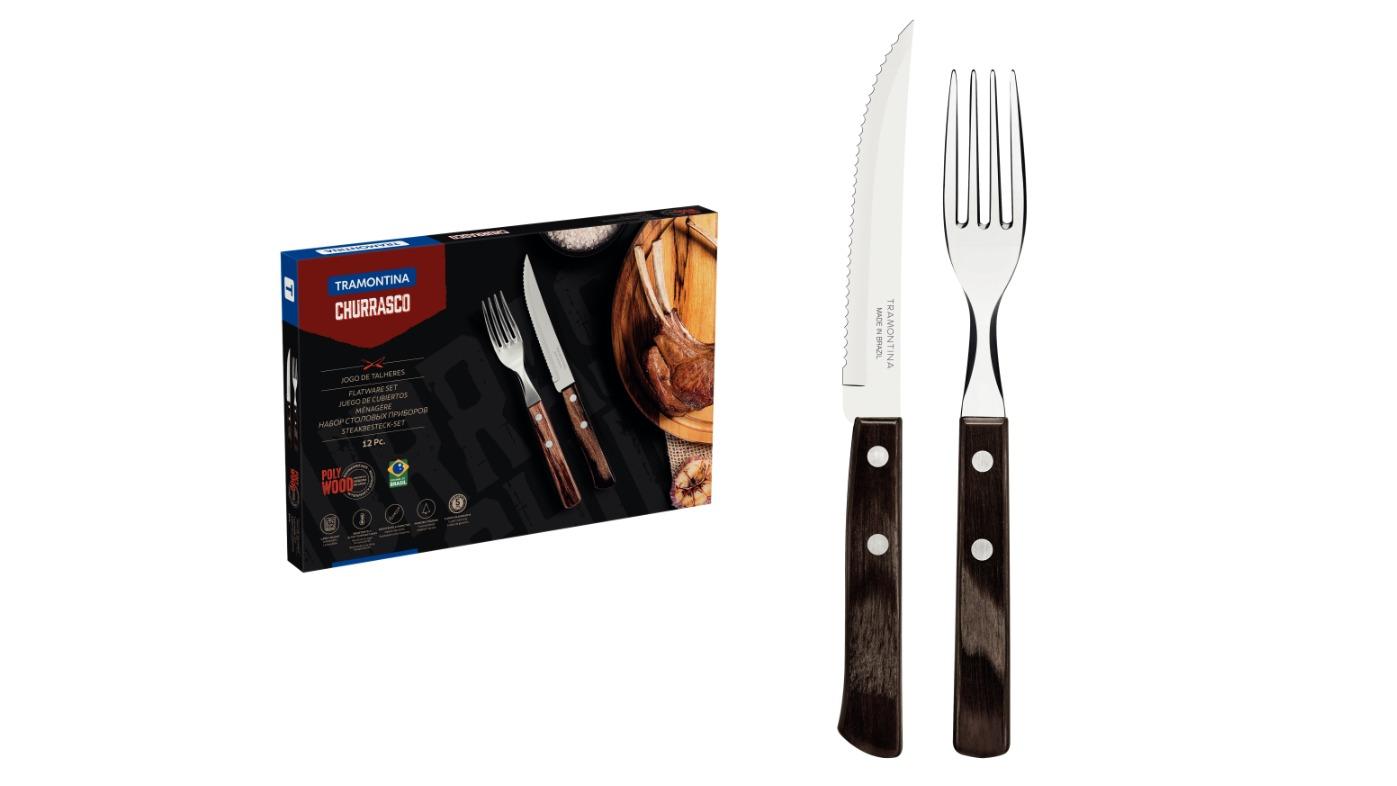 Tramontina 12 Piece Polywood Traditional Steak Set - Brown