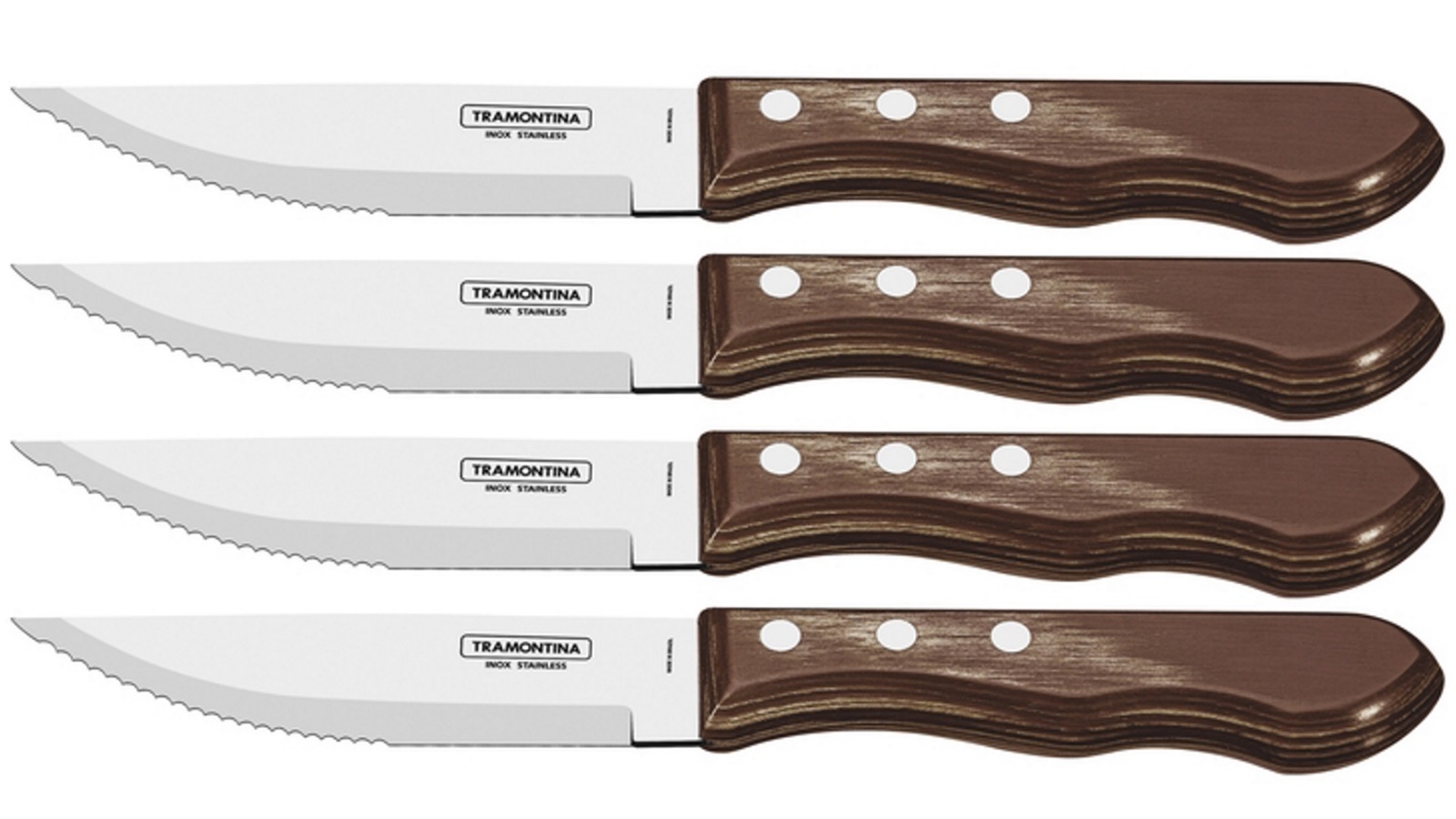 Tramontina 4 Piece Jumbo Polywood Steak Knife Set - Brown