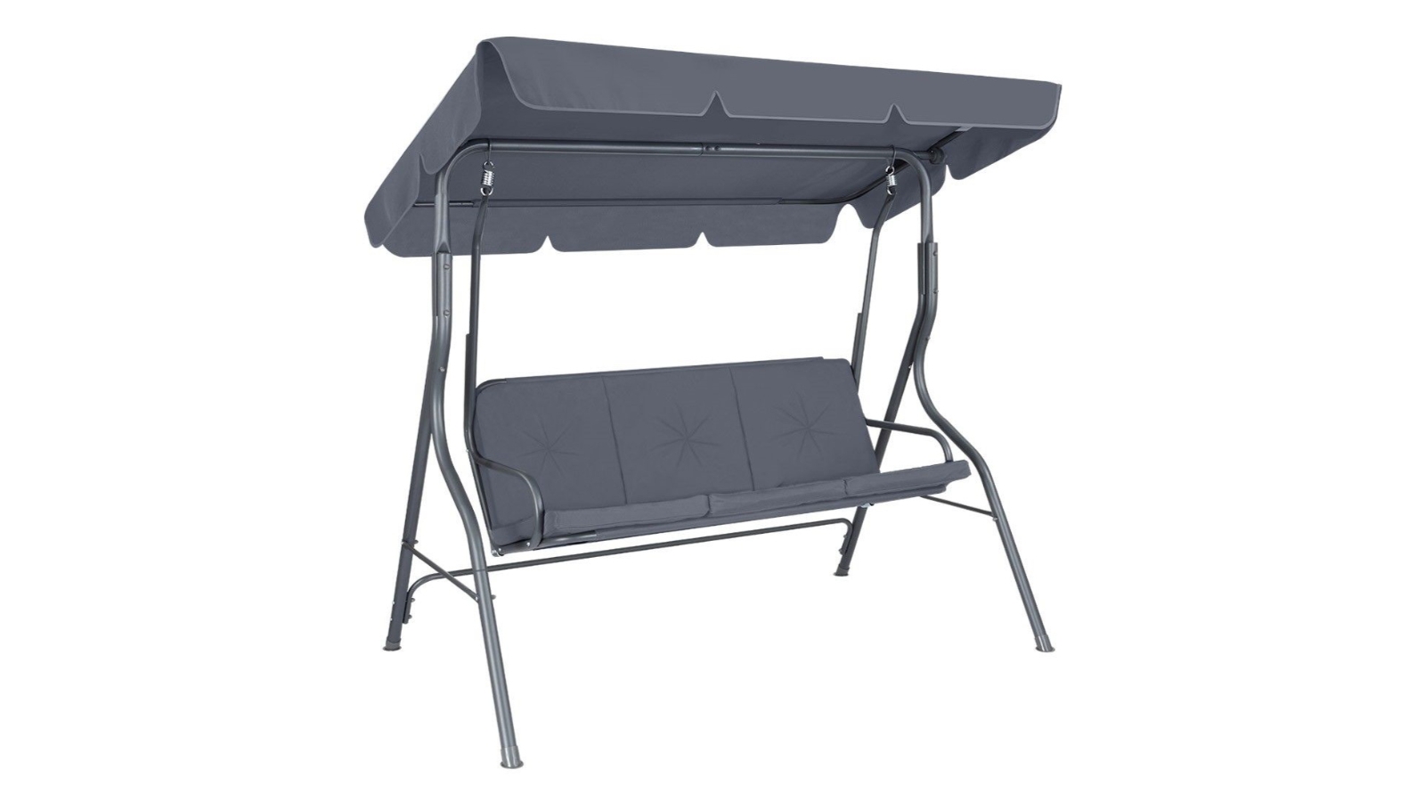 3 Seater Swing Chair for Garden Patio with Cushion & Canopy - Dark Grey