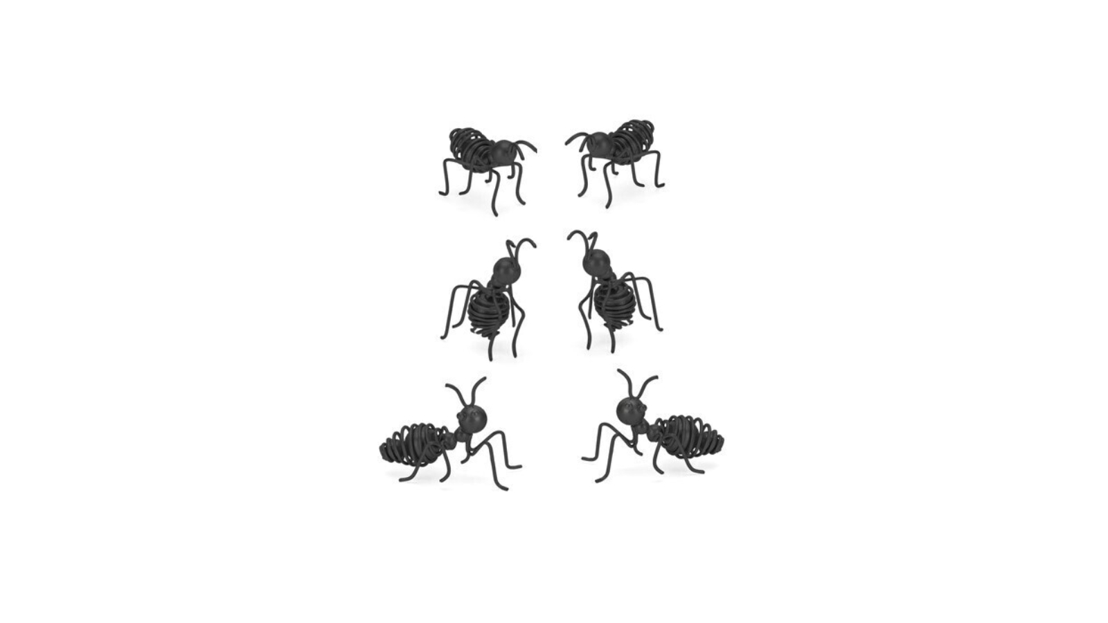 Pack of 6 Ants 5cm Wire Ornament Sculpture Figurine Outdoor Garden Decor - Black