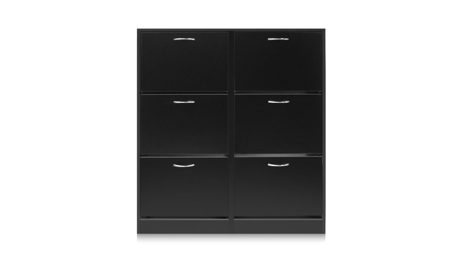 Wood Cabinet 54 Pair Shoe Rack with 6 Compartment - Black