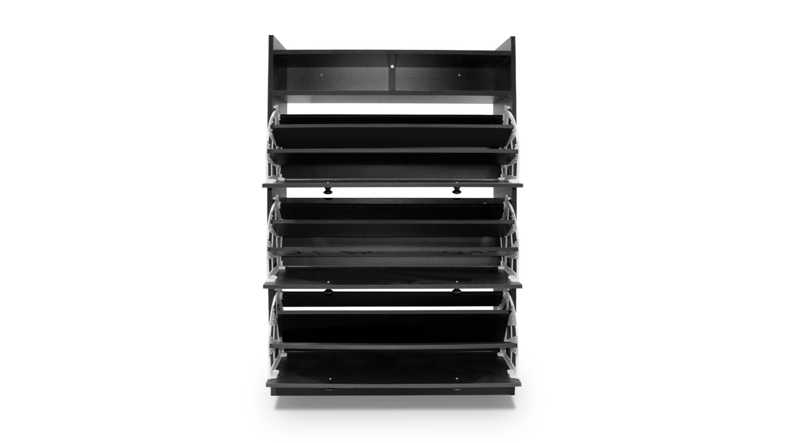 Pair of 45 Wood Shoe Cabinet Rack Storage Shelves in Black Finish