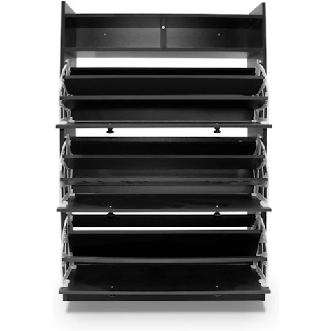 Pair of 45 Wood Shoe Cabinet Rack Storage Shelves in Black Finish
