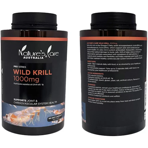 Nature's Care Australian Krill Oil 1000mg 180 Capsules Joint Heart Health Omega-3 Anti-Inflammatory