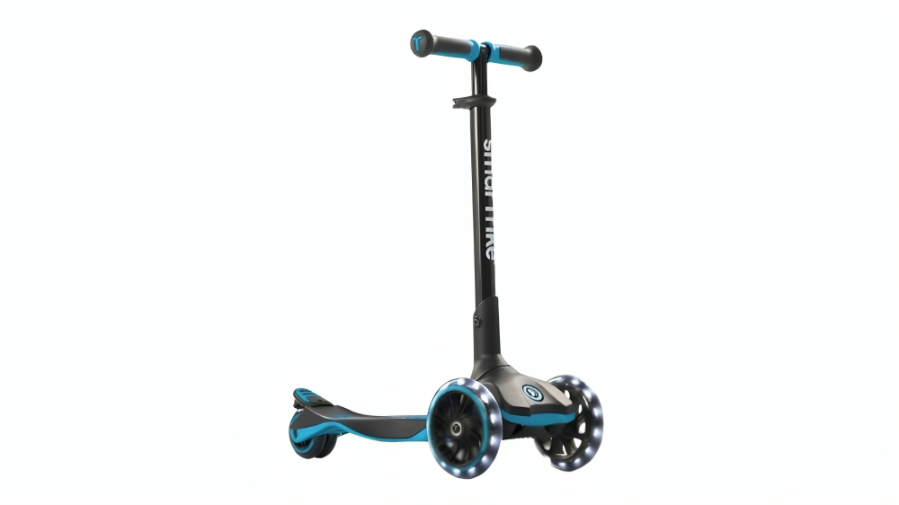 SmarTrike Kids Adjustable Ride-On LED Light Up 3-Wheel Foldable Kick Scooter - Blue