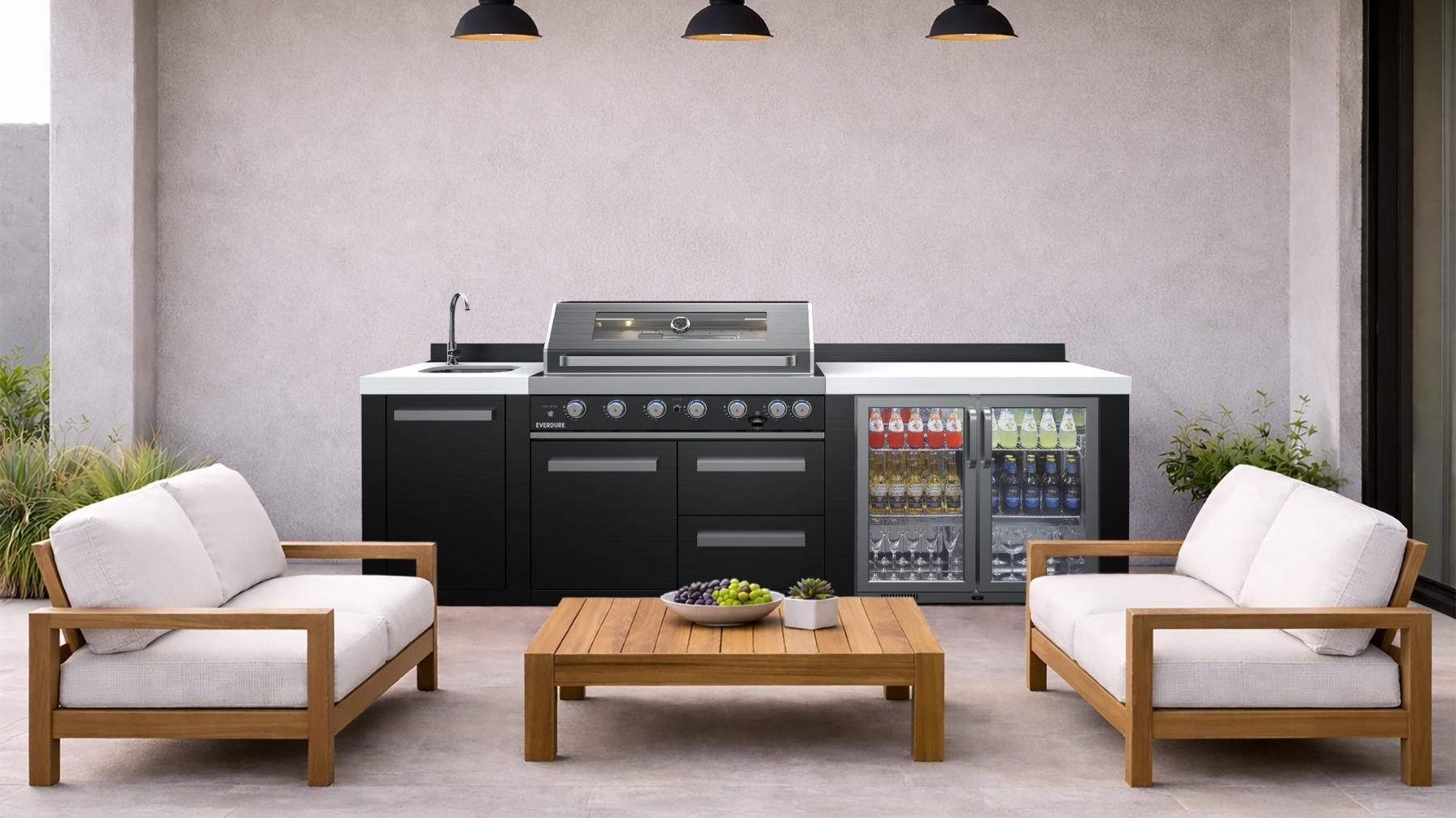 Everdure Neo Oasis 6-Burner Outdoor Kitchen with Tropical Beverage Cooler
