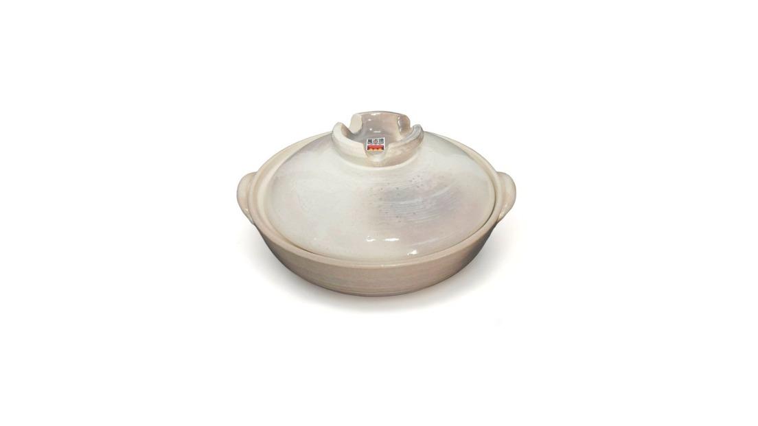 Wistos White Kasumi Shino Japanese Donabe Clay Pot - 28.5cm