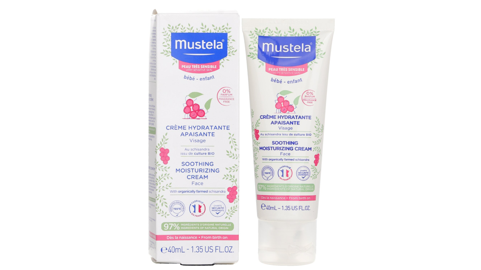 Mustela Soothing Moisturizing Cream for Face for Very Sensitive Skin - 40ml/1.35oz