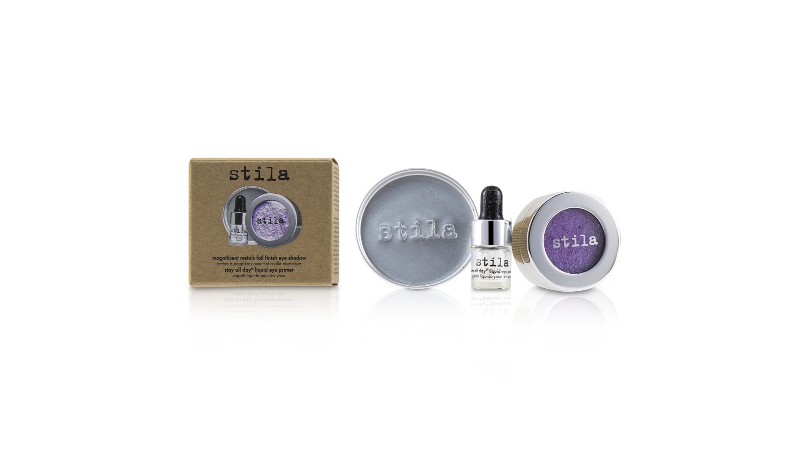 Stila Magnificent Metals Foil Finish Eye Shadow With Mini Stay All Day Liquid Eye Primer - # Metallic Violet -2 Piece