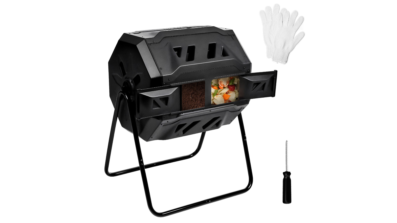 Advwin Outdoor 360 Degree Rotating Dual Chamber Composting Bin - 160 Litre