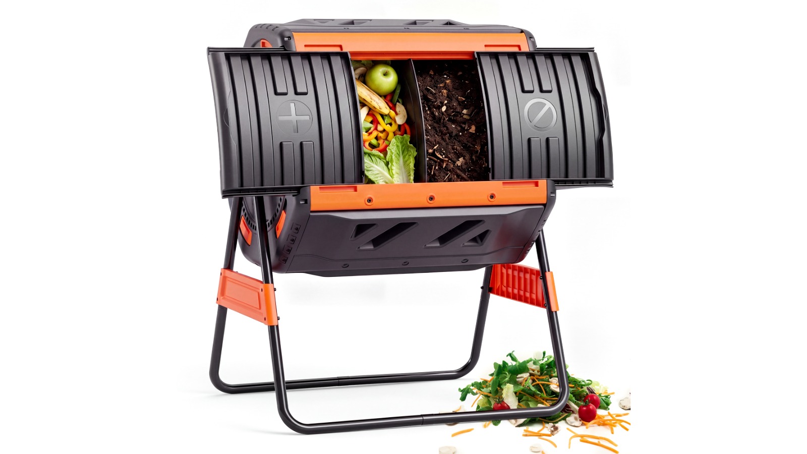 Advwin 200L Outdoor Compost Bin with Lockable, 2 Sliding Door and 8 Vent