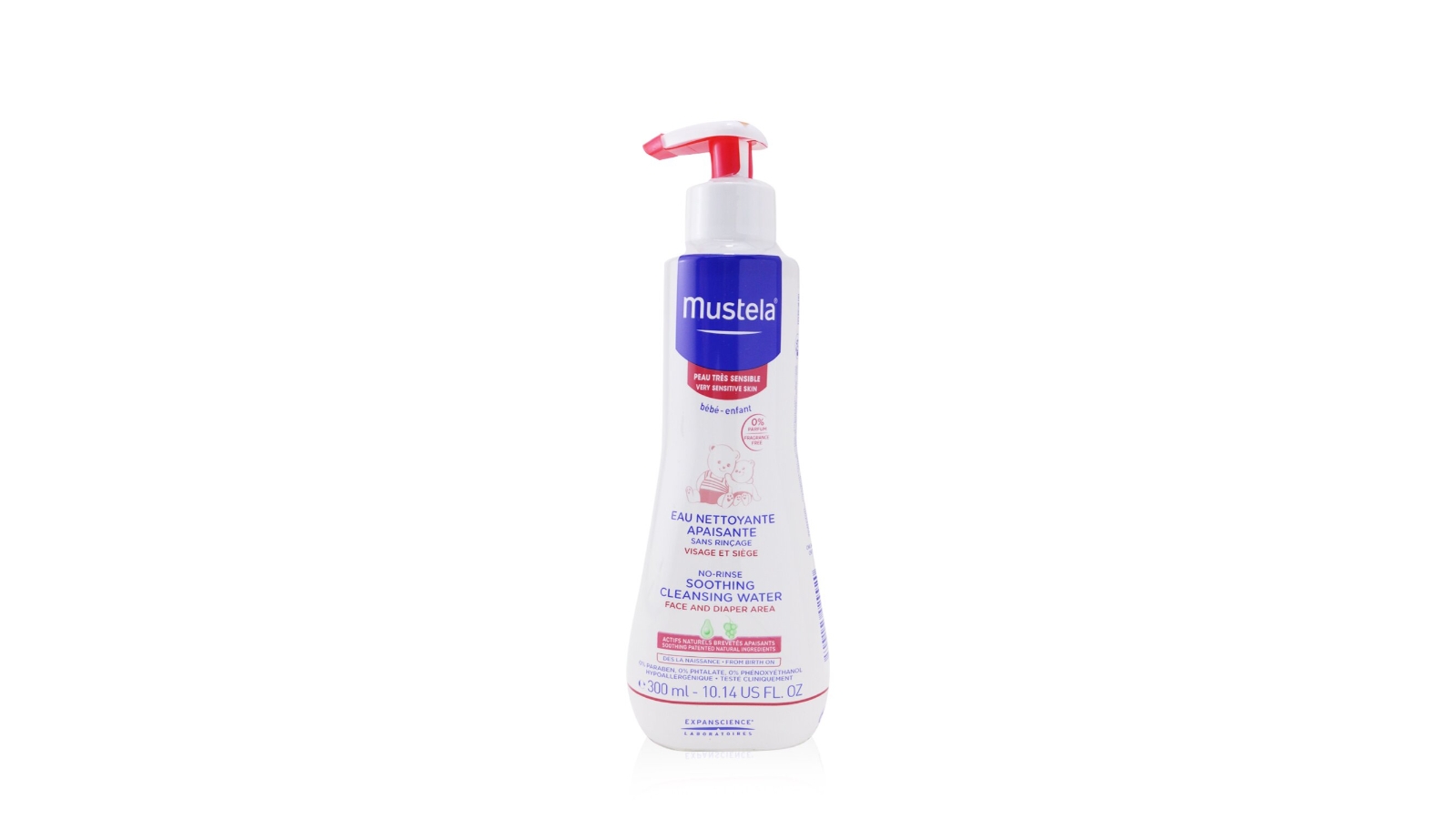 Mustela No Rinse Soothing Cleansing Water (Face & Diaper Area) -300ml/10.14oz