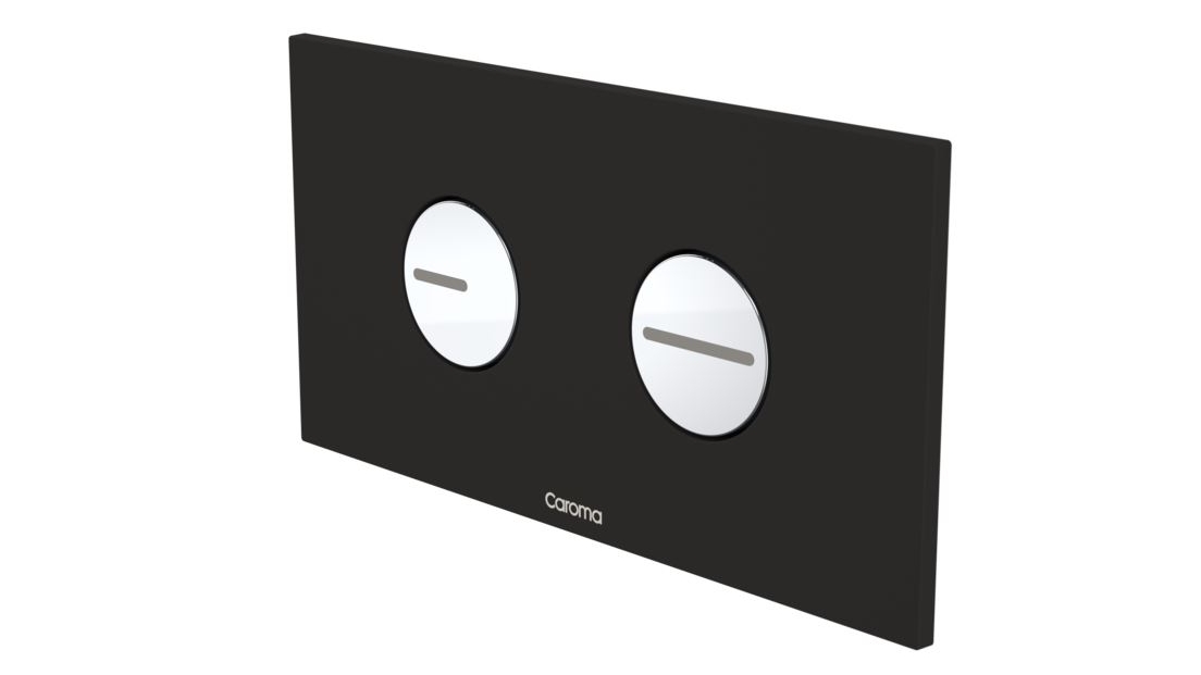 Caroma Invisi Round Dual Flush Plate - Metal Black