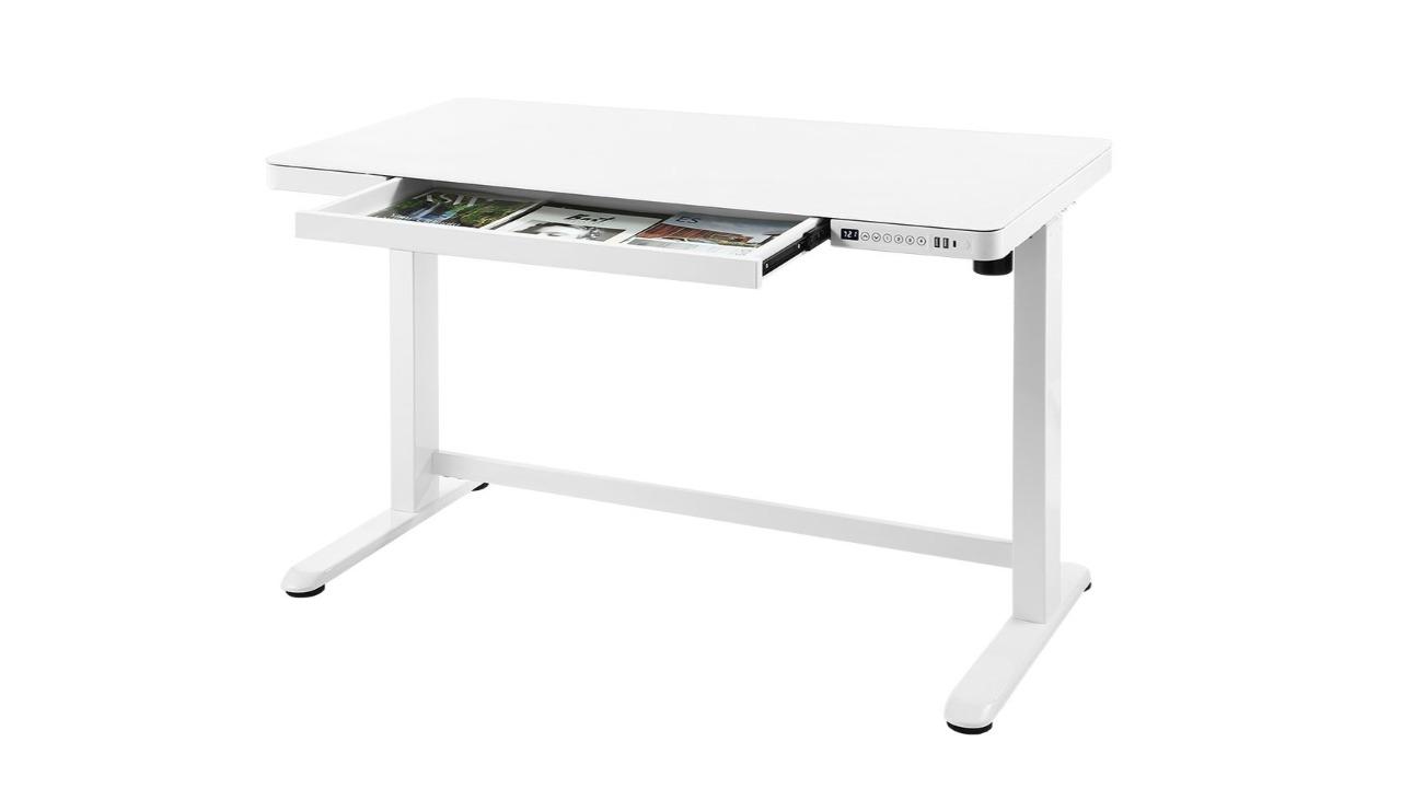 Electric Motorised Height Adjustable Sit Stand Desk with Drawer