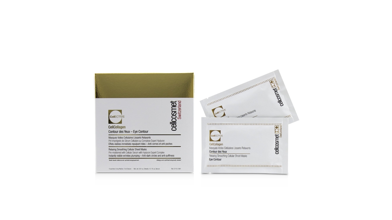 Cellcosmet & Cellmen CellEctive CellCollagen Eye Contour Relaxing Smoothing Cellular Sheet Masks - 5x2patchs