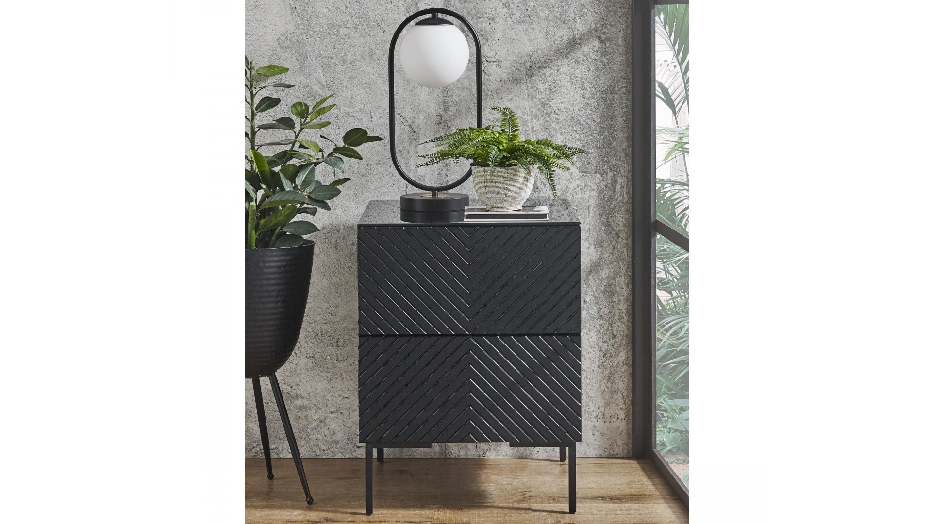 Perri 2-Drawer Bedside Table - Black