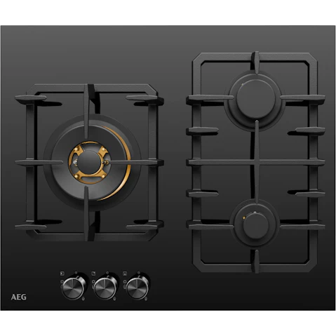 AEG 60cm 3 Burner Ceramic Glass Gas Cooktop - Black