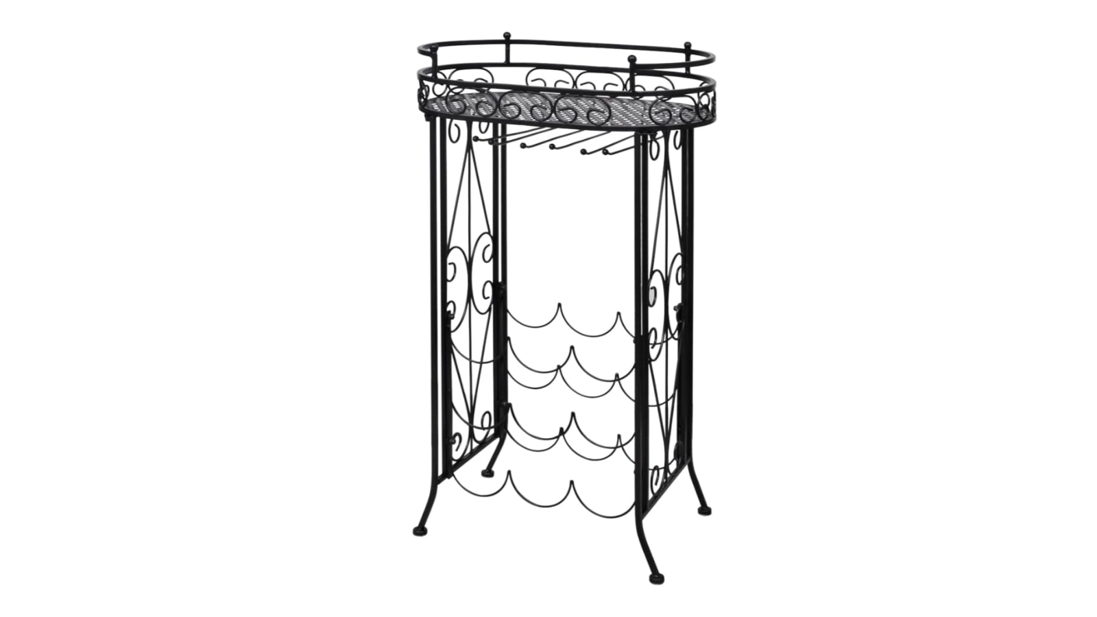 vidaXL Metal Wine Rack with Glass Holder for 9 Bottle