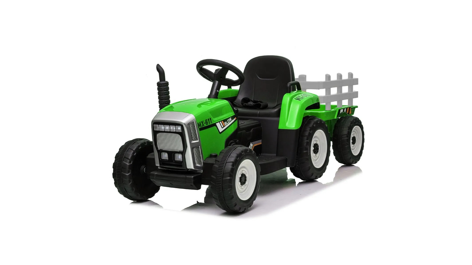 Kids Farm Tractor Electric Ride On Toys 2.4G R/C Remote Control Cars with Trailer - Green