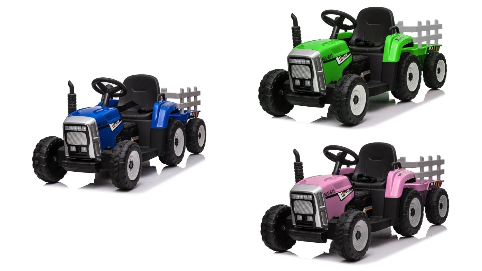 Kids Farm Tractor Electric Ride On Toys 2.4G R/C Remote Control Cars with Trailer