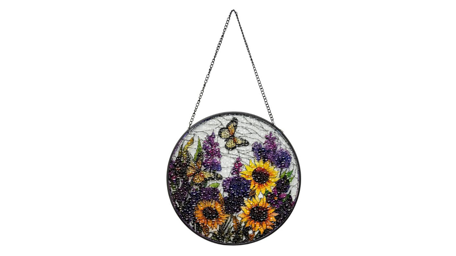 Willow and Silk Flowers + Butterflies-Stained Glass Sun Catcher - 20x0.2x35cm