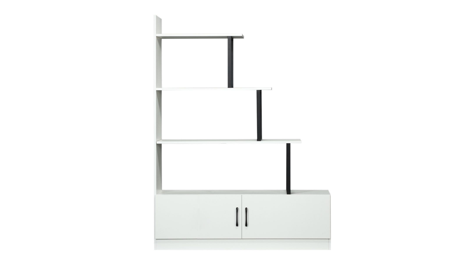5-Tier Storage Cabinet Ladder Bookshelf with 2-Door