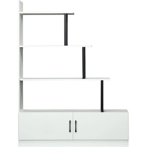 5-Tier Storage Cabinet Ladder Bookshelf with 2-Door