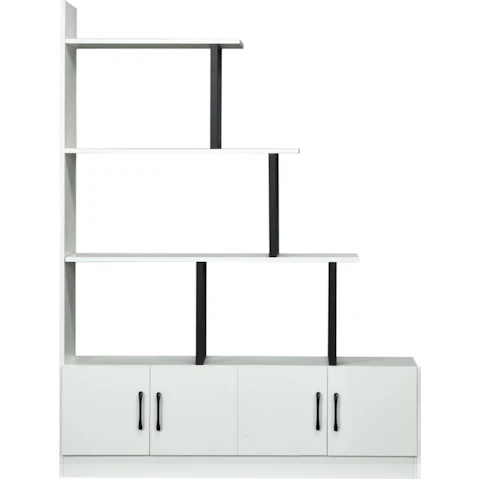 5 Level Cabinet Ladder Bookshelve with Door
