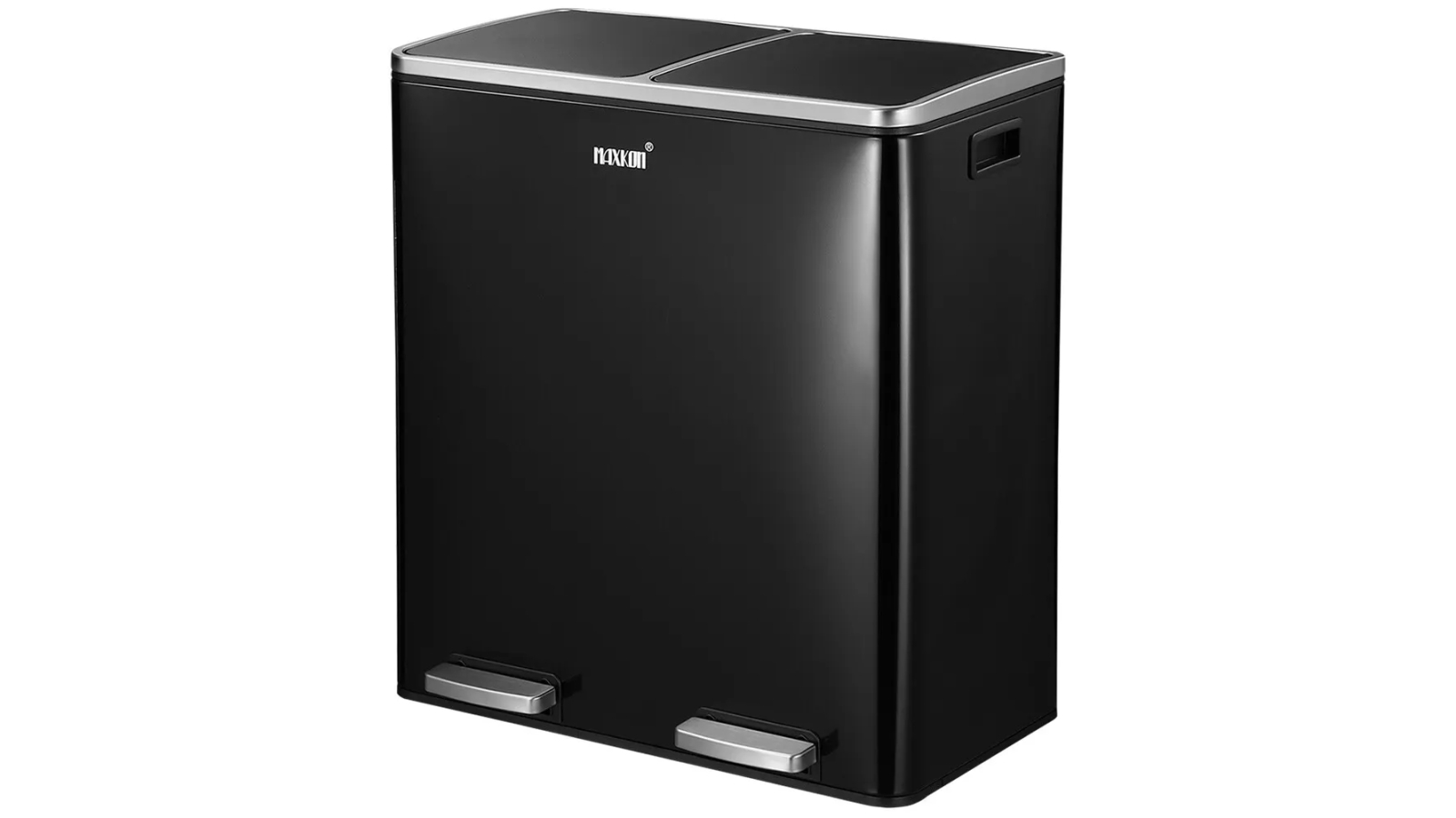 Maxkon 60L Pedal Recycling Bin Kitchen Waste Garbage Trash Bin with Dual Compartments - Black