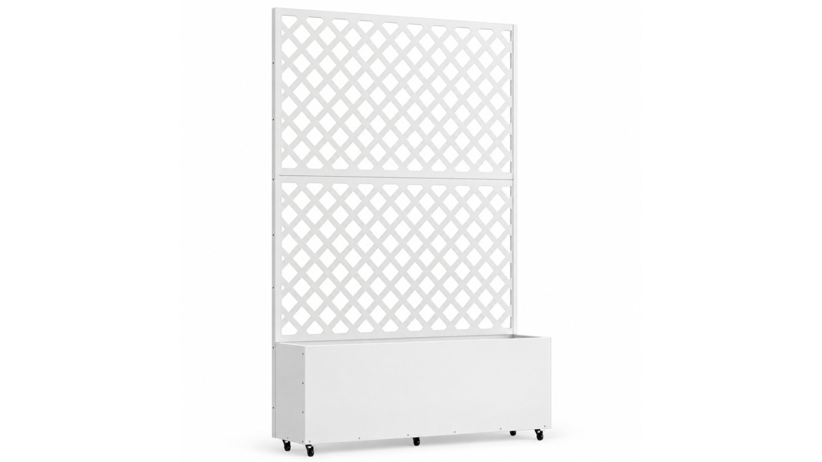 Advwin Metal Planter Box with Trellis and Wheels - White