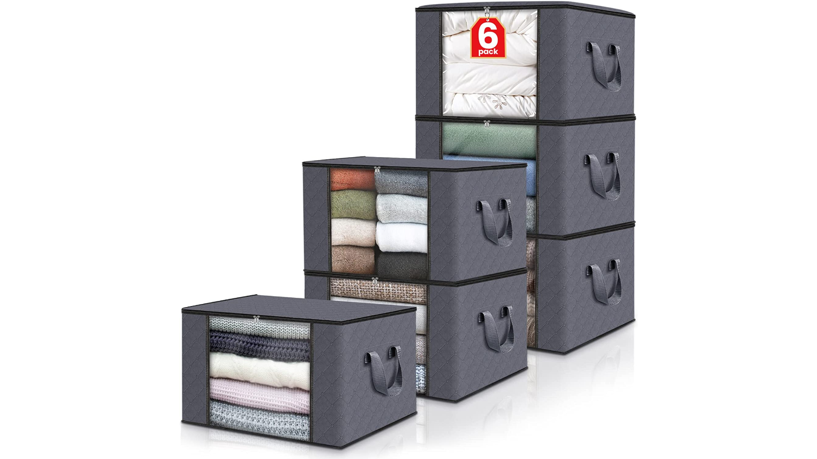 Vikus Pack of 6 Clothes Storage Bag - Grey