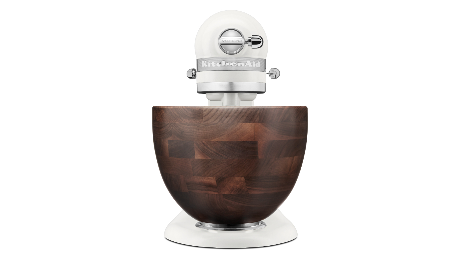 KitchenAid Artisan Stand Mixer with Walnut Wood Bowl - Porcelain White
