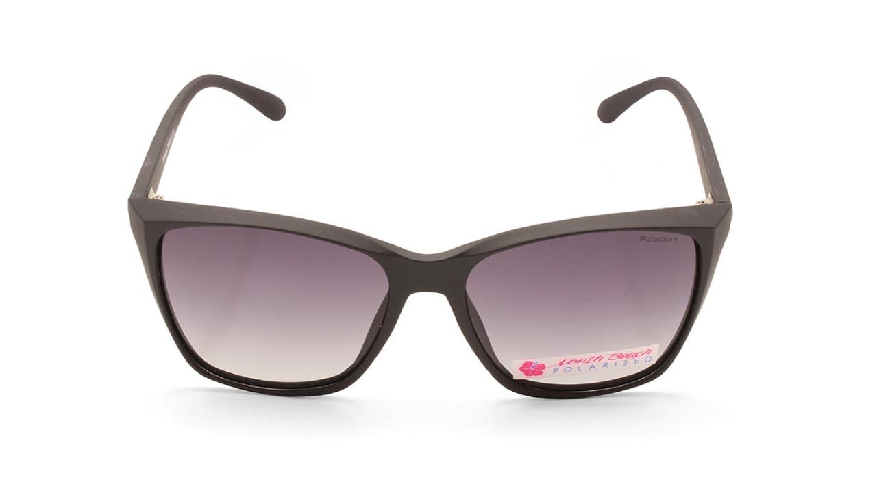North Beach 70651 Womens Remuna Polarised Sunglasses - Matte Black/Grey Smoke