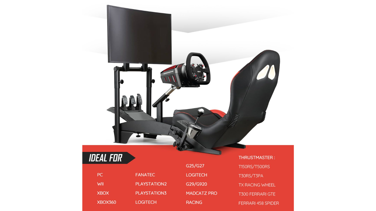 Premium Racing Simulator Cockpit Adjustable Gaming Chair with Monitor ...