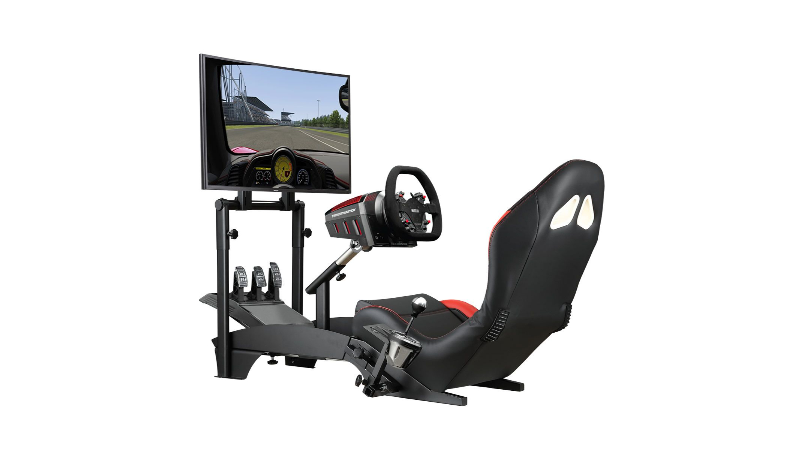Premium Racing Simulator Cockpit Adjustable Gaming Chair with Monitor ...