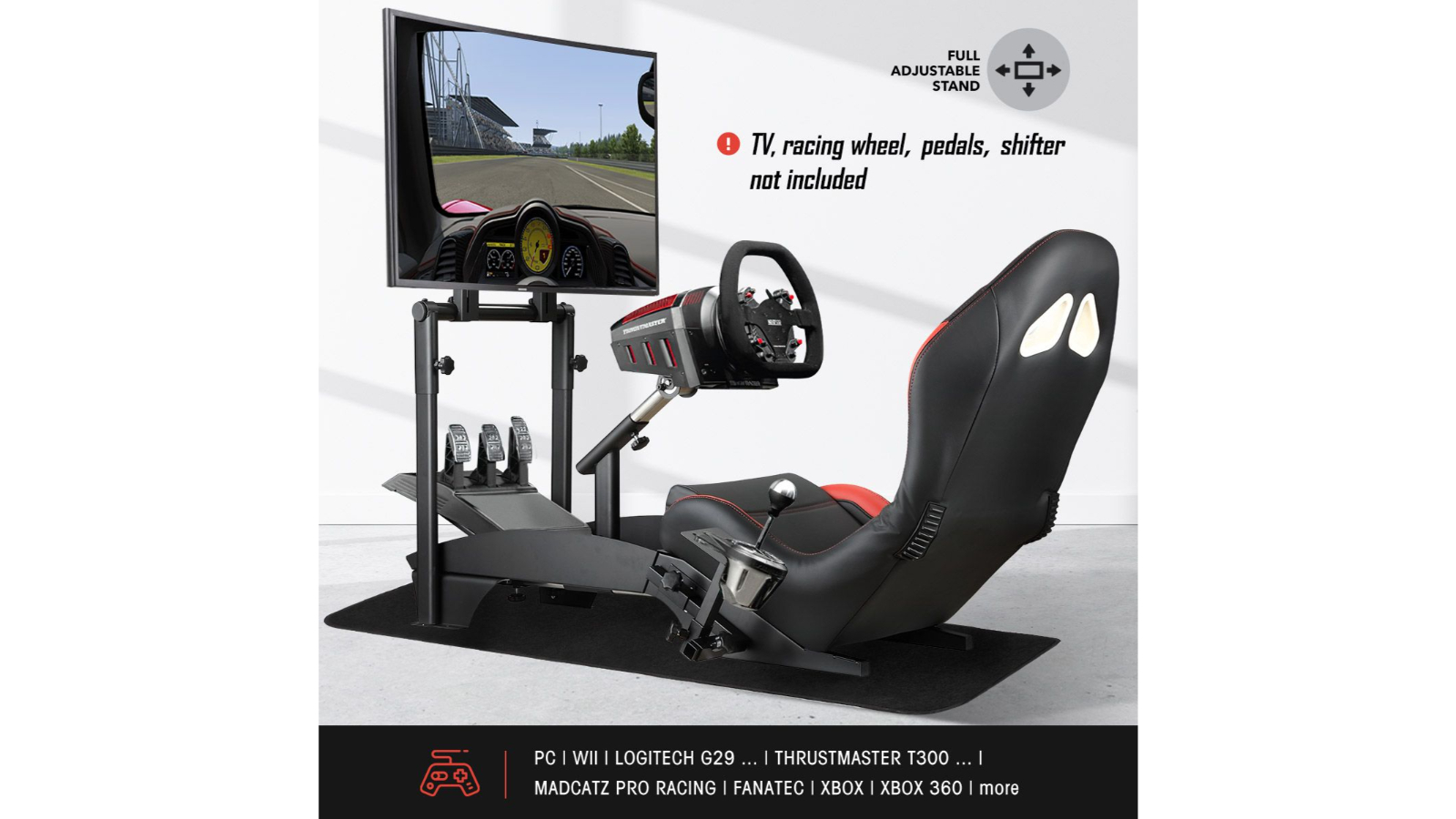Premium Racing Simulator Cockpit Adjustable Gaming Chair with Monitor ...