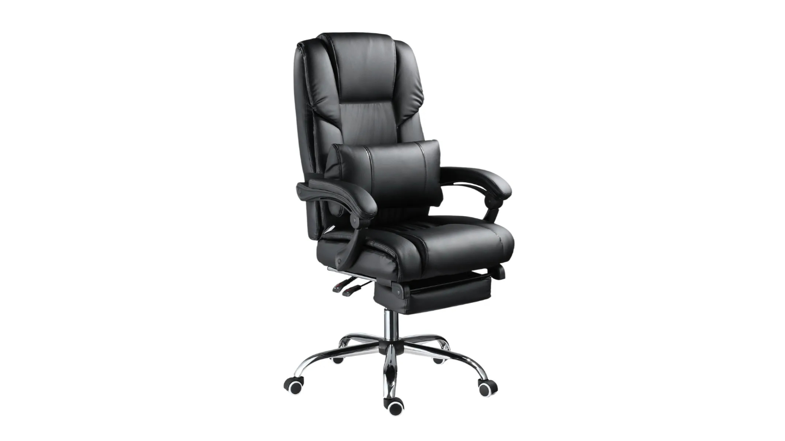 Neader PU Leather 8 Point Massage Executive Office Chair with Lumbar Support Retractable Footrest