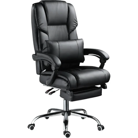 Neader PU Leather 8 Point Massage Executive Office Chair with Lumbar Support Retractable Footrest