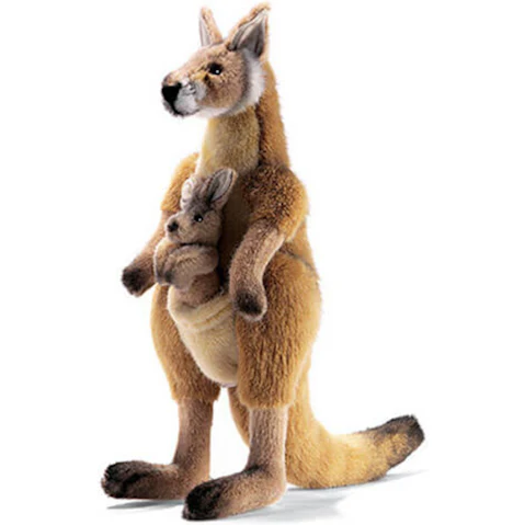 Hansa Red Mama and Joey Kangaroo Plush Toy - 43cm