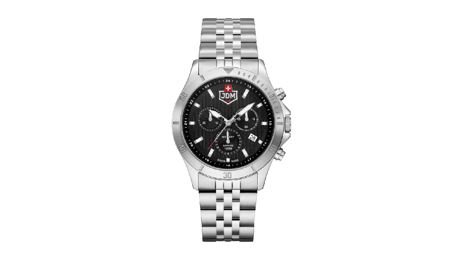 JDM Military Sapphire Delta Chrono Watch 4.2cm - Black